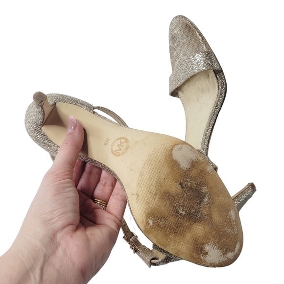 MICHAEL KORS - AVA GLITTER FABRIC SANDALS  Stiletto Heels Size 9 - Picture 4 of 10